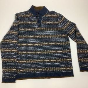 Lord & Taylor Fair Isle Henley sweater Men S/M New